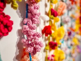 Crochet garland as part of Millie Radovic, Garland Harmony (detail) 2023, acrylic Millie's artwork: