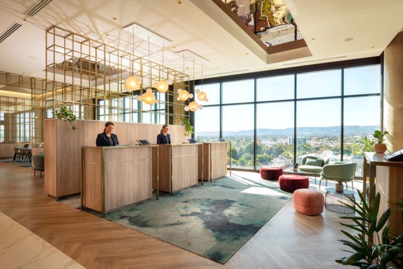 Check-in on Level 10 with amazing Adelaide Hills views and paperless check-in.