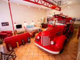 Indulge in the world-famous unique Fire Engine Suite, with its 1942 International Fire-truck