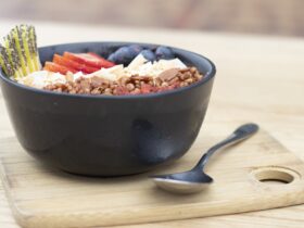 Acai Bowl served with assorted berries, granola and chia seeds